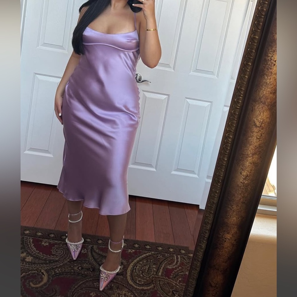 Zara Lavendar Satin Midi Dress